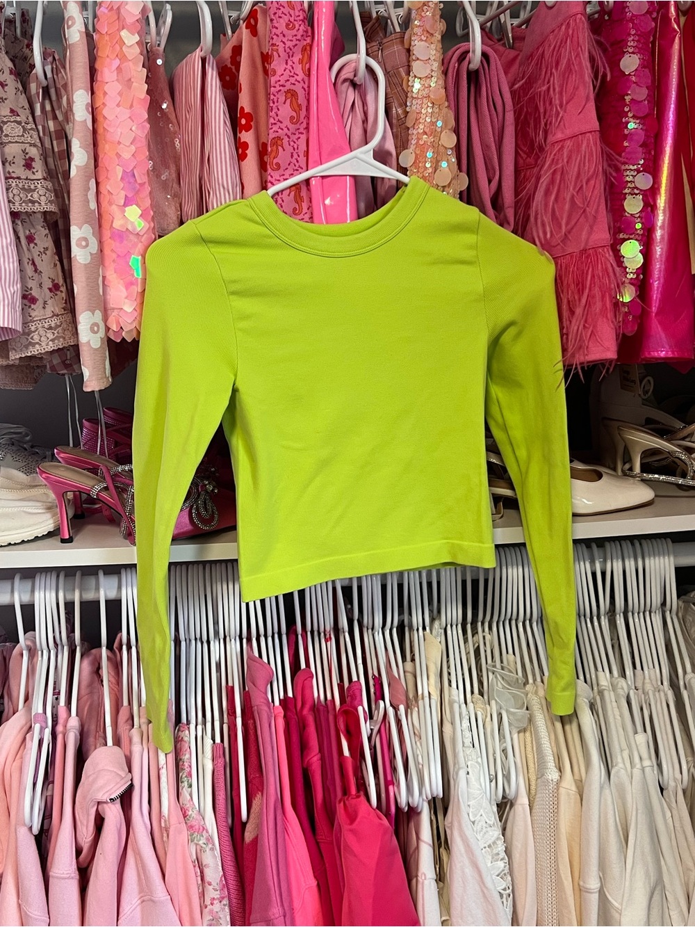 Lime Green Long-Sleeve Crop Top